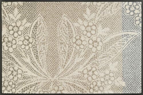 wash+dry Fußmatte, Floral Lace 50x75cm, innen und außen, waschbar, grau