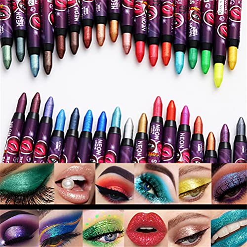 36-Color Waterproof Glitter Liquid Eyeliner, Colored Eye Shadow Pen, Eye Shadow Stick 3-in-1 Eye Shadow Lipstick Lying Silkworm Pen Pearlescent Not Easy to Smudge Stage Cosmetics (72 PCS)