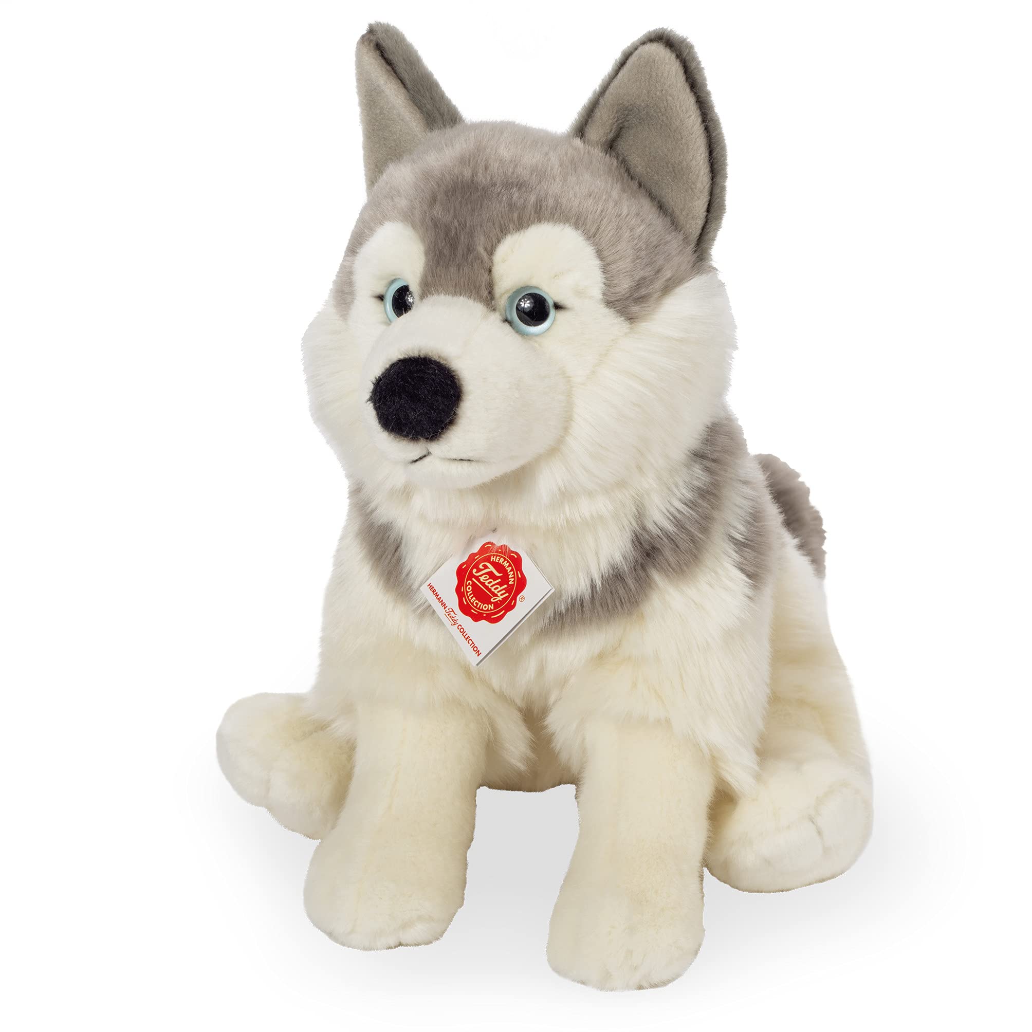 Teddy Hermann 92729 Hund Husky 29 cm, Kuscheltier, Plüschtier mit recycelter Füllung