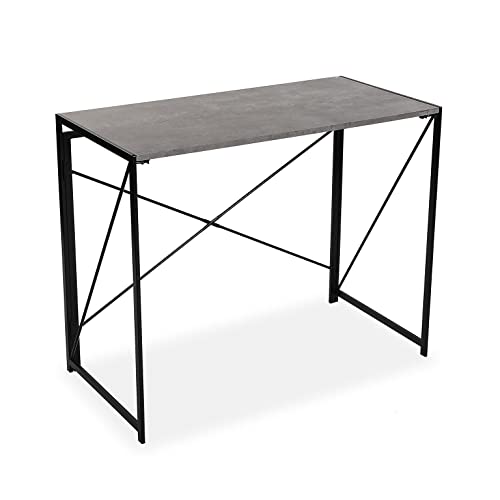 Versa - Schreibtisch für den Computer. Der Klapptisch besteht aus Holz mit Beinen aus Metall für den Raum. Die Abmessungen Schreibtischs betragen: (H x L x B) 74 x 45 x 90 cm. Farbe Grau und Schwarz.