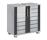 Schildmeyer Niko Waschbeckenunterschrank 113295, silber glanz-anthrazit glanz, 59,8/32,6/62,4 cm