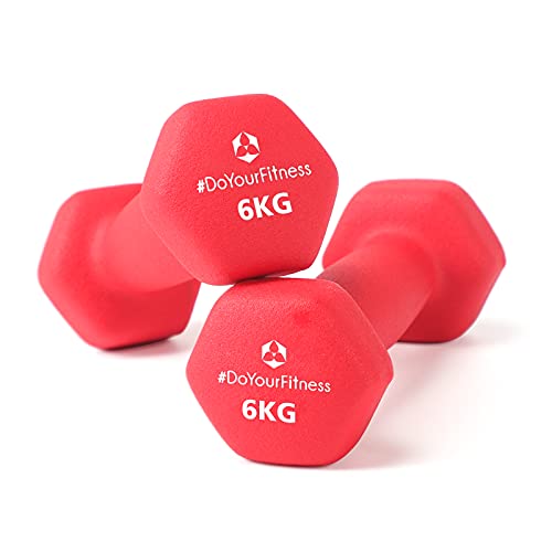 #DoYourFitness Neopren Hanteln, Kurzhanteln 2er Set 6 KG rutschfest Fitness Hantelset Workout Gewichte für Aerobic Training Krafttraining Gymnastik