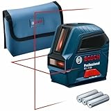 Bosch Professional Linienlaser GLL 2-10 (roter Laser, Arbeitsbereich: bis 10 m, 3x AA-Batterie, Tasche)