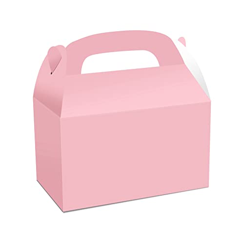 Qwertfeet 48 Stück weiße Geschenkboxen aus Papier, für Geburtstagsparty, Dusche, 15,2 x 8,9 x 8,9 cm, Rosa