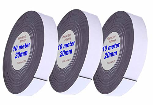 TUKA-i-AKUT 30m x 2cm Magnetklebeband, Selbstklebend Magnetband, Magnetisches Klebeband, Flexible Magnetstreifen Individuell Zuschneidbar, 3x10 Meter Länge, TKD9035-2cm