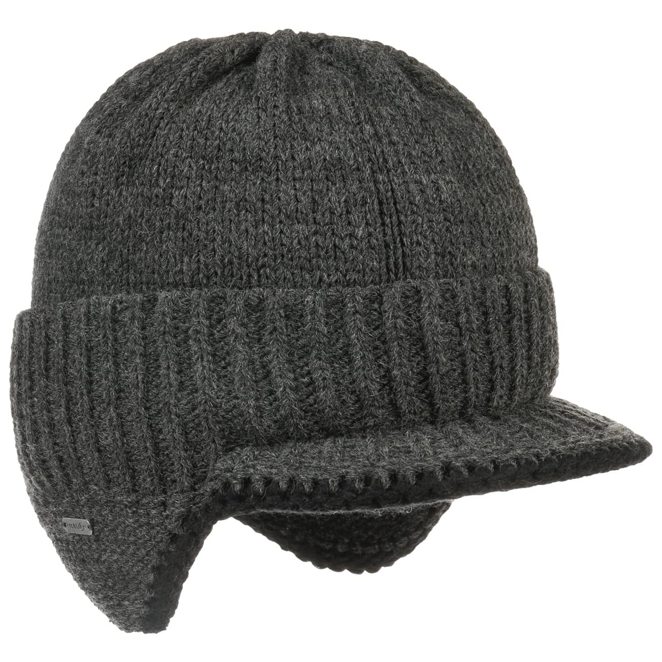 McBURN Dinder Peak Pull-On Hat Damen/Herren - Made in Italy Wintermütze Wollmütze Herrenmütze mit Futter, Futter Herbst-Winter - L/XL (58-61 cm) anthrazit