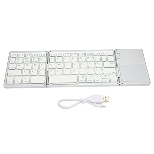 AXOC Faltbare -Tastatur, Faltbare Mini-Tastatur für Zuhause, Reisen, Büro Silber
