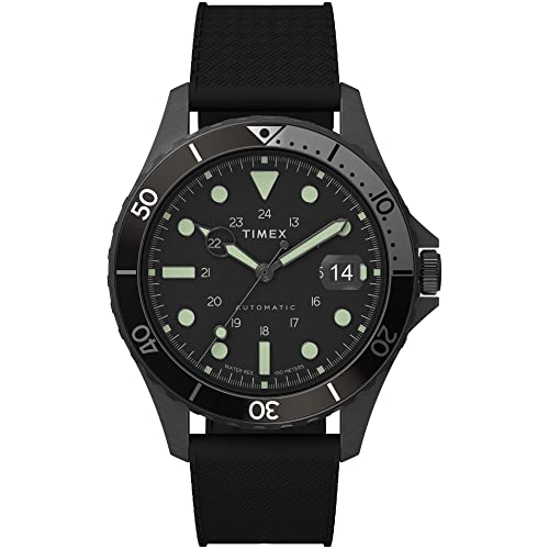 Timex 41 mm Navi XL Automatic Synthetic Rubber Strap Watch Black/Black/Black One Size