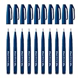 Pentel SES15C-CAX Brush Sign Pen nachtblau, Faserschreiber, pinselähnliche Spitze, 10 Stück