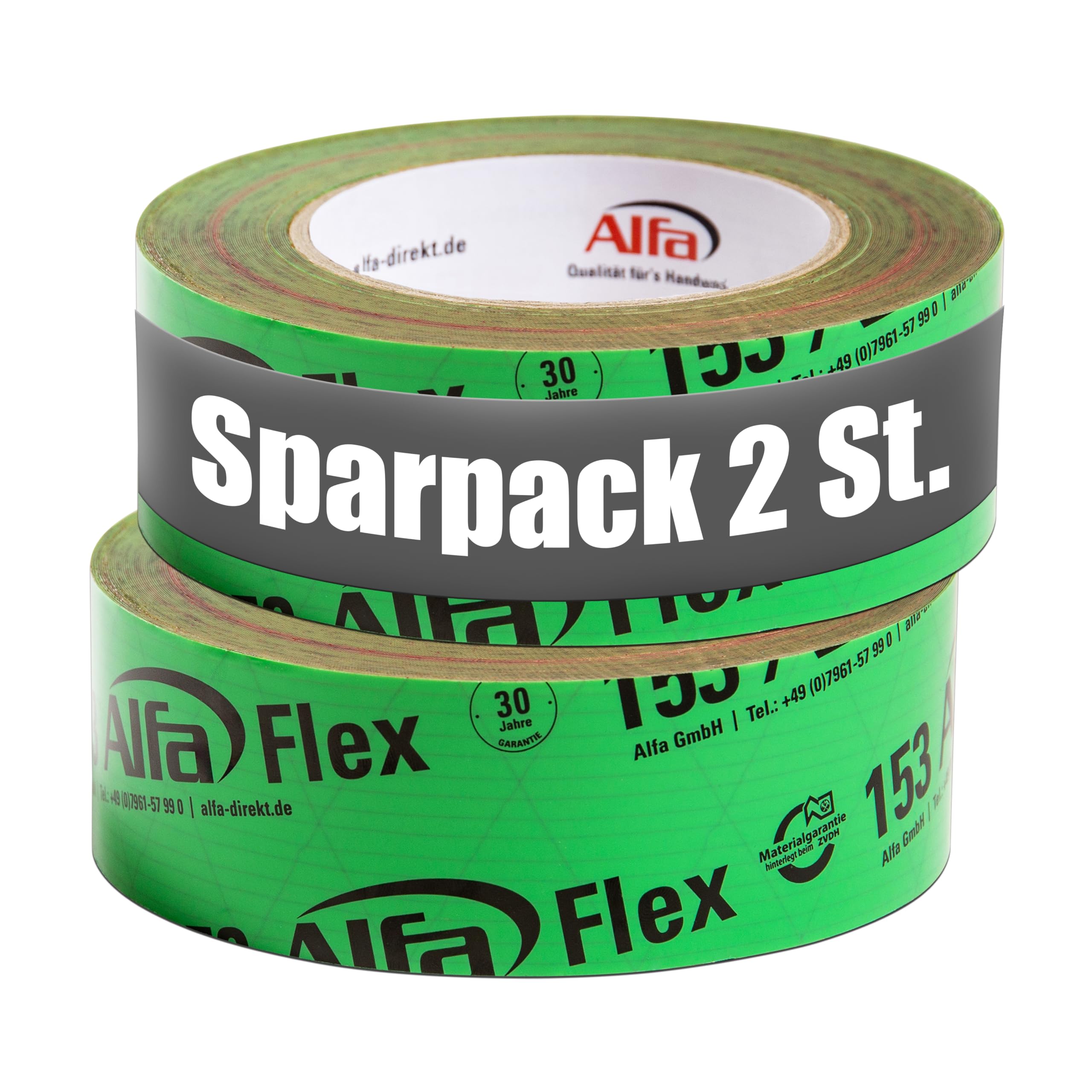 2x Alfa Flexibles Hochleistungsklebeband 50 mm x 25 m Profi-Qualität Dampfbremsen Dampfsperren Dachfolien geschmeidiges Folienklebeband/Systemklebeband