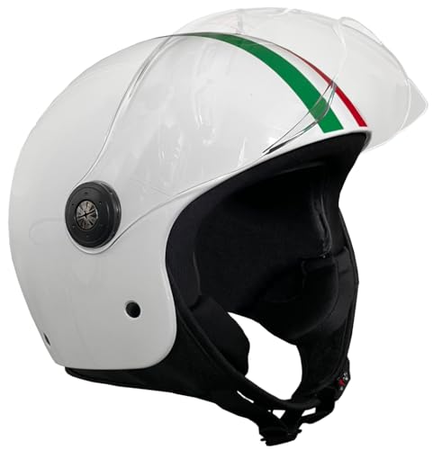 Jethelm RALLOX 229 Italia Helm Motorradhelm Größe S Rollerhelm mit Visier klar weiß Glanz