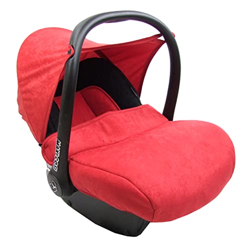 BAMBINIWELT Bezug Ersatzbezug kompatibel mit Maxi-Cosi CabrioFix für Babyschale 7-tlg Komplett-Set (schwarz-rot)