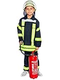Maskworld Realistische deutsche Feuerwehrmann-Uniform mit Jacke und Hose für kleine Löschmeister - Kinder-Kostüm - Verkleidung Anzug für Karneval Fasching & Halloween - Größe 164