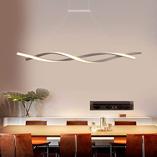 Esstisch Lampen LED Pendelleuchte, Modern Dimmbar Hängeleuchte Höhenverstellbar Esszimmer Küchenlampe mit Fernbedienung Decke Lampe Acryl-schirm Kronleuchter für Büro Bar Dekor Lampen (80cm, Grau)