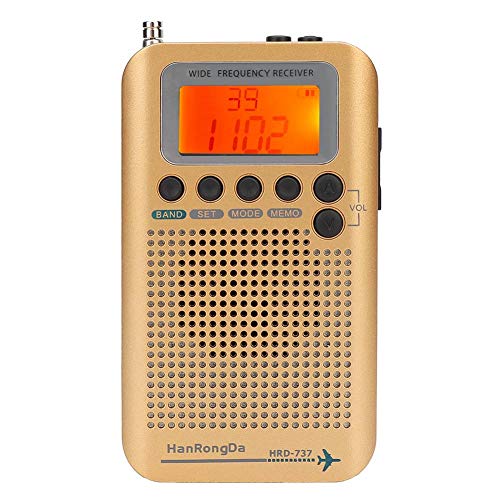 VHF Airband Radio, 1-Zoll-LCD-Display Multifunktions-Rundfunkempfänger für Luft-, FM-, AM-, SW-, VHF- und CB-Band SQ-Rauschunterdrückung mit Stabantenne aus