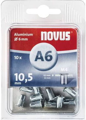 NOVUS Aluminium Blindnietmuttern 15 mm Aluminium M6 10 St. (045-0043)
