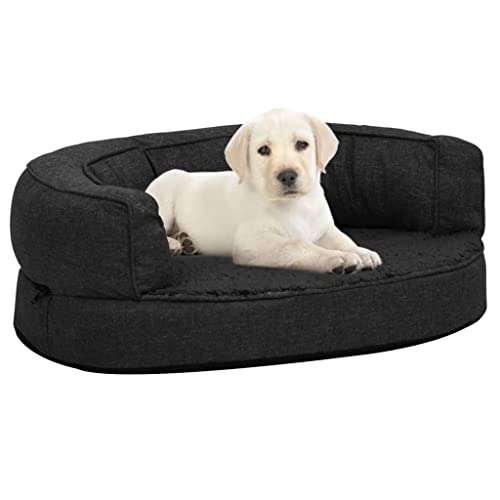 Animals & Pet Supplies,Pet Supplies,Dog Supplies,Dog Beds,Ergonomic Dog Bed Mattress 60x42cm Linen Look Fleece Black