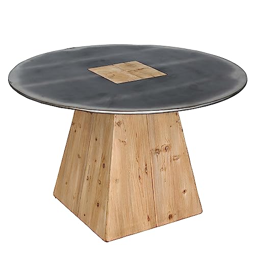 Esstisch HWC-L76, Tisch Esszimmertisch, rund Industrial Massiv-Holz MVG-Zertifiziert 74x120cm, Natur mit Metall-Optik