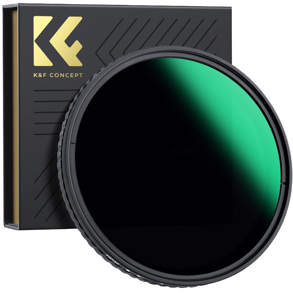 K&F Concept Nano-X Variable ND Filter 55mm Slim Variabler Graufilter ND8-128 (3-7 Stop) Neutral Graufilter