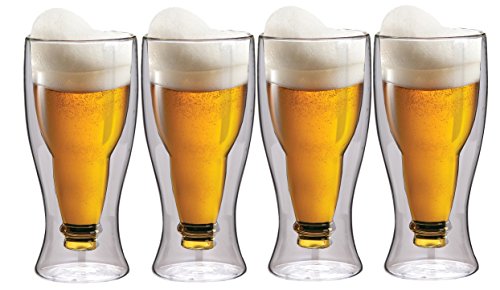 Maxxo Doppelwandige Gläser Bier Set 4X 500 ml Thermogläser mit Schwebe-Effekt Biergläser Trinkgläser Bierglas