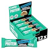 CORNY Protein-Riegel Vanilla White Crunch, 30% Protein, ohne Zuckerzusatz, 12 x 45g