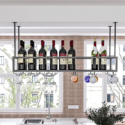 JEVHLYKW Weinregal mit Weinglas-Becherhalter, hängende Flaschen- und Stielglas-Aufbewahrungsregale, verstellbare Wandmontage, dekoratives Regal, für Zuhause (einfarbig 80 x 25 cm (32 x 10 Zoll))