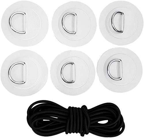 Inzopo Stand Up Paddleboard SUP Bungee Deck Rigging Kit Heavy Duty 6pcs D-Ring Pad Patch Deck Befestigung Kit Zubehör weiß