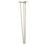 WAGNER Möbelbein/Tischbein/Möbelfuß - HAIRPIN LEG - Retro Style - Stahl pulverbeschichtet gold, 12 x 12 x 71 cm, Bein konisch/schräg verlaufend, mit integrierter Anschraubplatte - 12827501