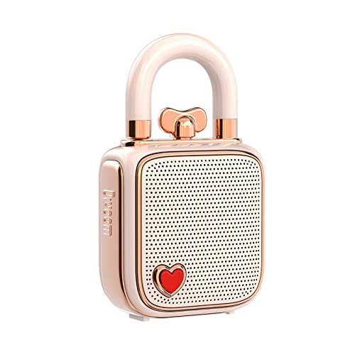 divoom Love-Lock Bluetooth Lautsprecher, Klein Tragbarer Musikbox, Wireless Stereo Pairing Retro Soundbox, Cute Desktop Deko, for Mädchen，Rosa