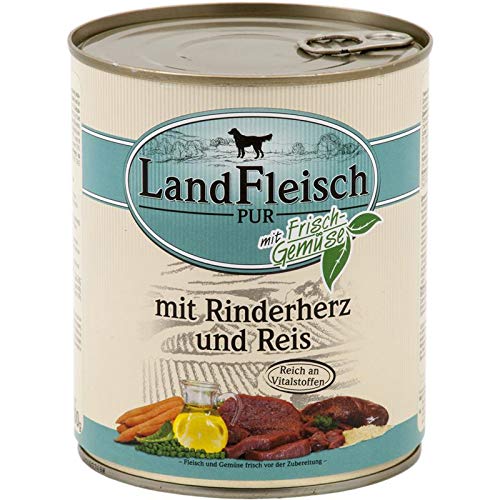 LANDFLEISCH Hundenassfutter »Pur Herz und Reis«, 6 Dosen á 800 g