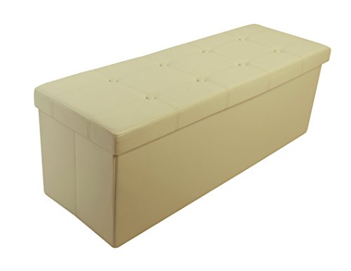 Kronenburg Ottomane 110 x 38 x 38 cm - Sitzbank Sitzwürfel Faltbar Aufbewahrungsbox bis 300 kg belastbar – Beige – Farbwahl