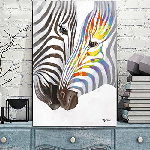 NWAMTF Aquarell Zebra Weiß Schwarz Tier Leinwand Malerei Kunst Minimalistische Wandbild Druck und Poster Moderne Wohnkultur,60x80cm kein Rahmen