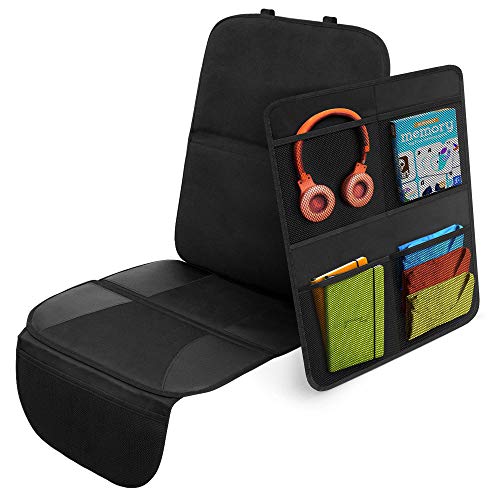 Systemoto Sitzschoner Bundle, Kindersitzunterlage + Rücksitz Organizer Auto - Rückenlehnentasche Kinder und Unterlage Kindersitz