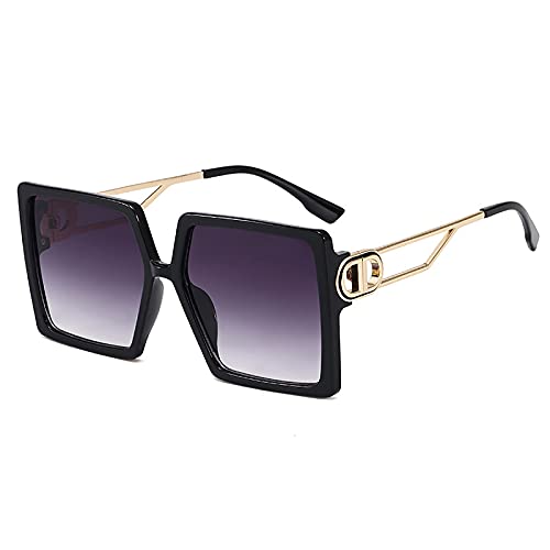 QFSLR Modische Damenbrille Mit Großem Rahmen Und 100% UV-Schutz, Geeignet Für Shopping Und Strandpartys,D