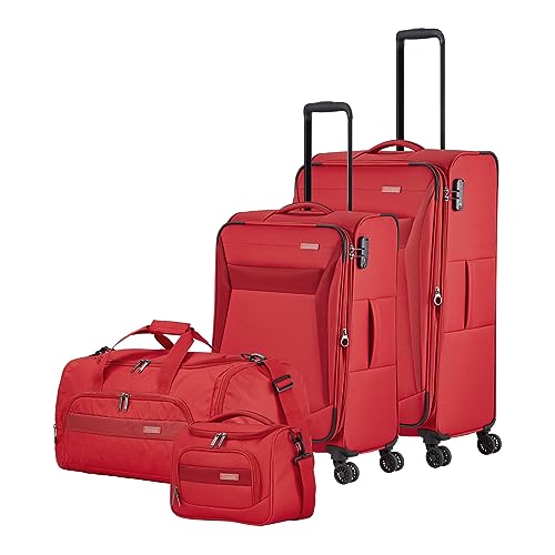Travelite Chios 4W Trolley L/M + Travel Bag + Beauty Case Red