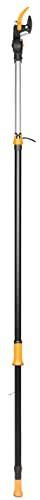 Fiskars Bypass Teleskop-Schneidgiraffe für frische Äste und Zweige, Antihaftbeschichtet, Stahlklinge/Aluminiumstiel, Länge 2,4 - 4 m, Schwarz/Orange, UPX86, 1023624