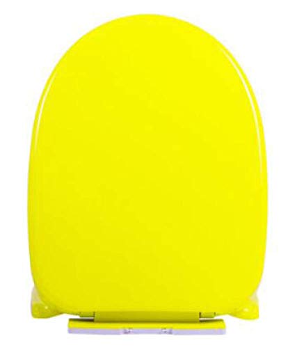 WC-Deckel mit Soft-Close-Schnellverschluss, WC-Sitz, weißes Doppelbefestigungssystem, WC-Sitz – Top-Fix-Beschläge, Gelb-U41-43 * 34 cm