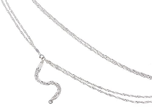 Bauchkettte Singapur 2reihig Hüftkette - Breite 2,3mm - 925 Silber Länge wählbar von 65cm-110cm