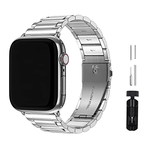 GerbGorb Apple Watch Armband Silber 44mm 45mm 49mm Kompatibel mit Armband Apple Watch 4 5 6 7 8 SE SE2 Ultra Rostfreier Edelstahl iWatch Ersatzband Metall Damen Herren