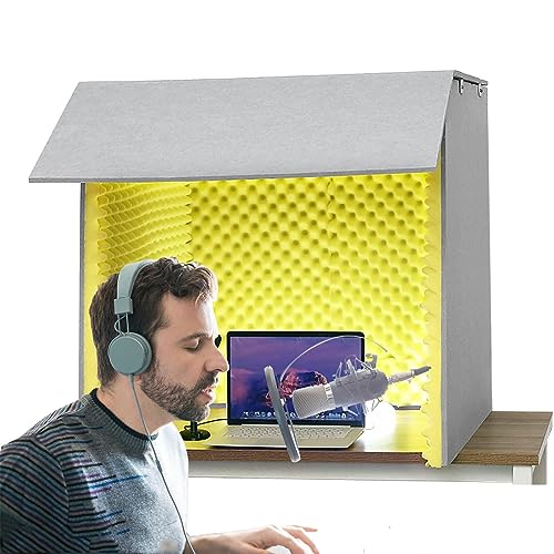 WORDFUN Tragbare Tonaufnahme, Vocal Booth Box, Mikrofon Isolation Shield, Tragbare Gesangskabinen Isolation, Mikrofon Isolierschaum, Mikrofonschutz, Studio, Singen, Podcast