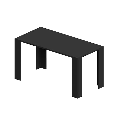POKAR Esszimmertisch, Esstisch, Küchentisch, Schreibtisch mit 2.5 cm Tischplatte, Schwarz, 140 x 70 x 75 cm