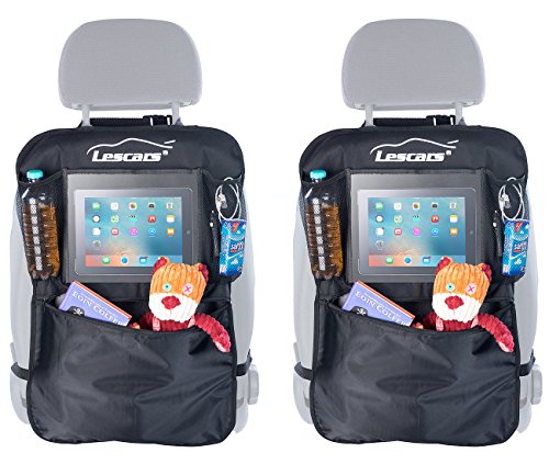 Lescars Autorücksitztasche: 2er-Set Kfz-Rückenlehnen-Organizer mit extragroßem Tablet-PC-Fach (Autositztasche, Rückenlehnenschutz, Getränkehalter Auto)