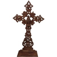 Kruzifix Standkruzifix Kreuz Gusseisen Antik-Stil Edelrost 65 cm