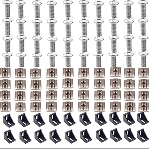 Eckenschutz, Eckenschutz Zubehör 3030 Aluminiumprofilverbinder-Set: 40 Stück M6 x 12 Pilzkopf-Sechskantschrauben + 20 Stück 3030 Eckwinkel + 40 Stück M6 Gleitmutter Türscharnier (Farbe : 3030 SCHWARZ)