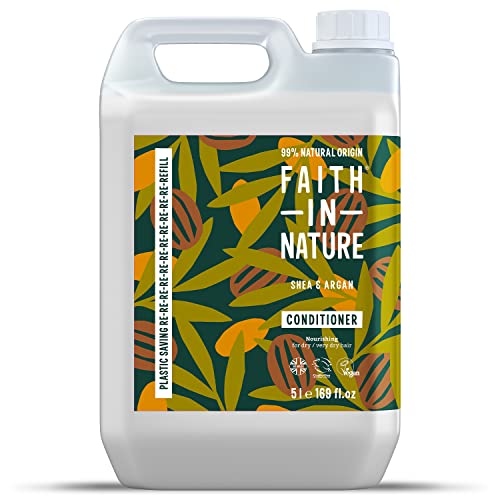 Faith In Nature Natural Shea & Argan Conditioner, Nourishing, Vegan & Cruelty Free, No SLS or Parabens, for Dry Hair to Very Dry Hair, 5L Refill Pack