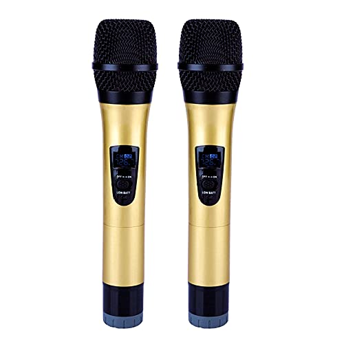 Funkmikrofon, Universal VHF Funkhandmikrofon mit Empfänger Tragbares digitales Funkmikrofon für Karaoke/Business Meeting(golden)