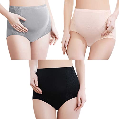 HMLOPX Daily Wear 3er-Pack Nahtlose Schwangerschaftshöschen for Damen, verstellbar, hohe Taille, Überbauch-Umstandsunterwäsche (Color : Multicolor a, Size : XL-XLarge)