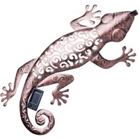 Solar Wandleuchte Gecko LED Beleuchtung Metall Außen-Wanddeko 24x50cm