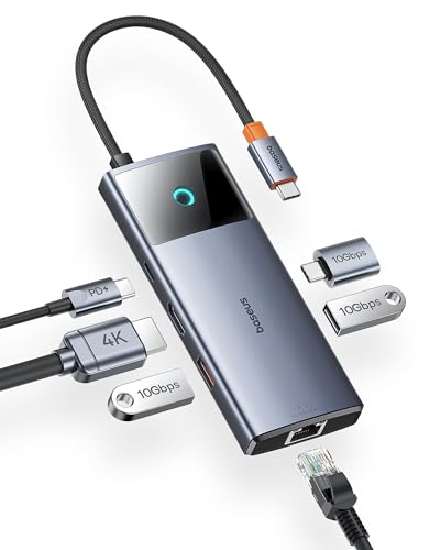 Baseus 6 in 1 USB C Hub mit 4k@60Hz HDMI, 10Gbps USB C + 2 USB A, RJ45, 100W PD