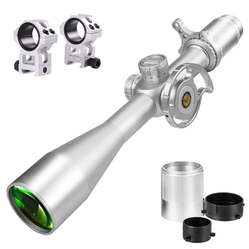 WestHunter Optics HD-N 6-24x50 FFP Scope, 30 mm Tube First Focal Plane Etched Glass Reticle 1/8 MOA Precision Shooting Scopes | Silver, Picatinny Kit B